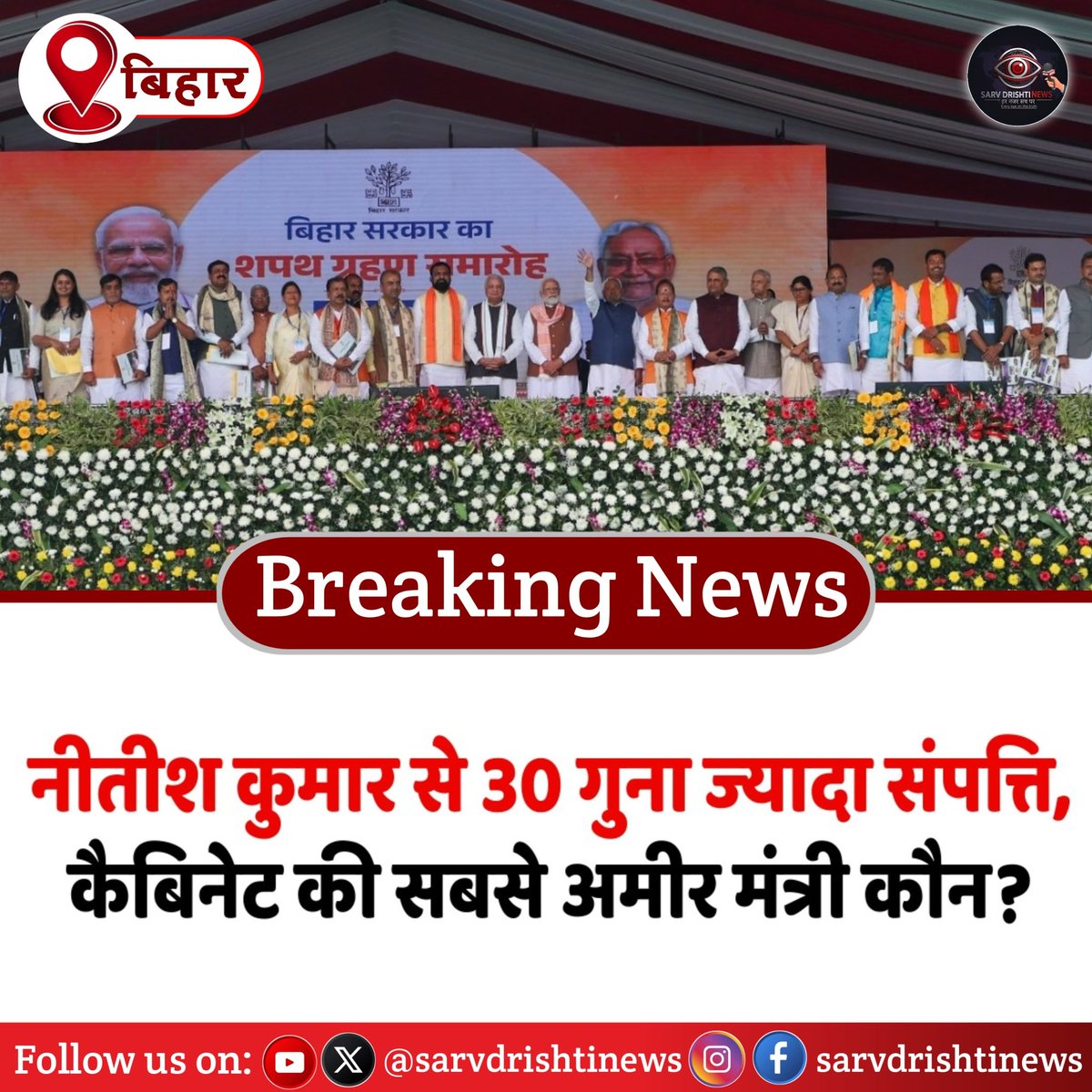 Sarvdrishtinews's tweet image. #breakingnewstoday #LatestUpdates  #politics 
नीतीश कुमार से 30 गुना ज्यादा संपत्ति, कैबिनेट की सबसे अमीर मंत्री कौन ?