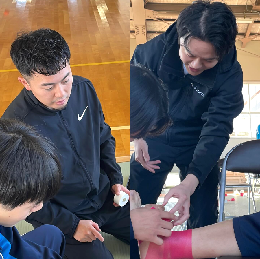 小千谷市内の高校へ体育概論の出張授業💪

内容はテーピング👍
みんな全集中で頑張ってました！

整骨院の院長とトレーナーの二刀流で活躍中の卒業生がサポート🙆‍♀️⁡

・黒﨑 海斗先生（藤見名倉堂整骨院 院長）
・本間 祐太朗先生（新津名倉堂整骨院 院長）

いつもご協力ありがとうございます✨