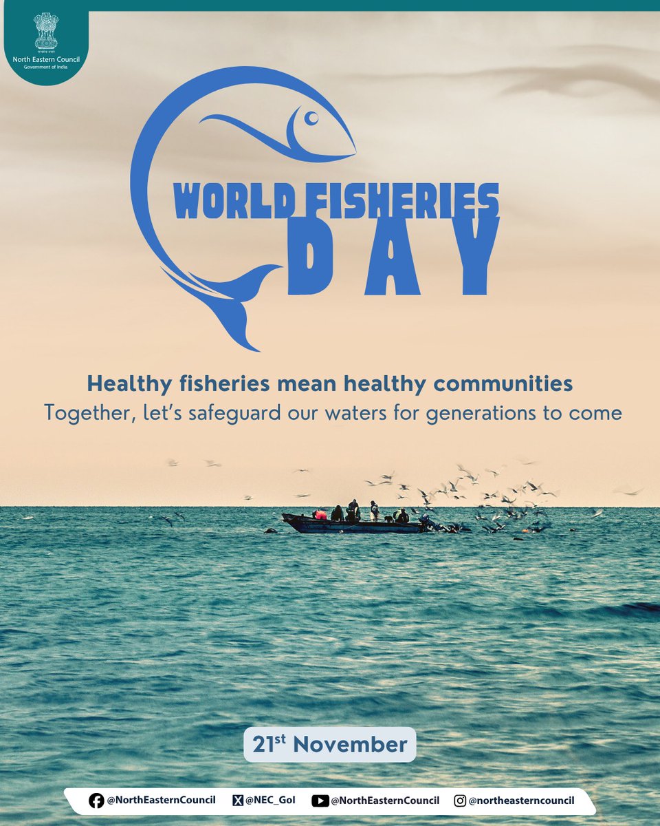 NEC_GoI's tweet photo. From river to coast, our fisheries power communities and keep traditions alive. Today, we celebrate their contribution and commit to protecting our water ecosystems.

#WorldFisheriesDay #SupportFishers #ProtectOurWaters https://t.co/f6hwYiCzdi