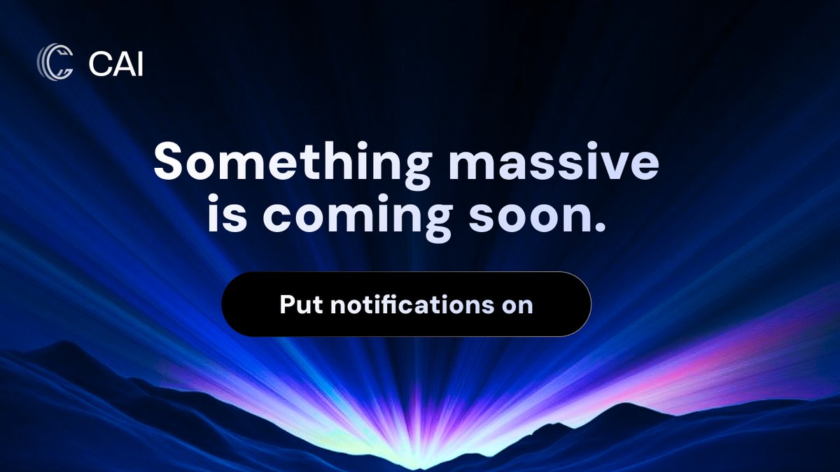 CAI_protocol's tweet image. Something massive is coming soon.

Put notifications on.

#CAI #AGI #AIAgent