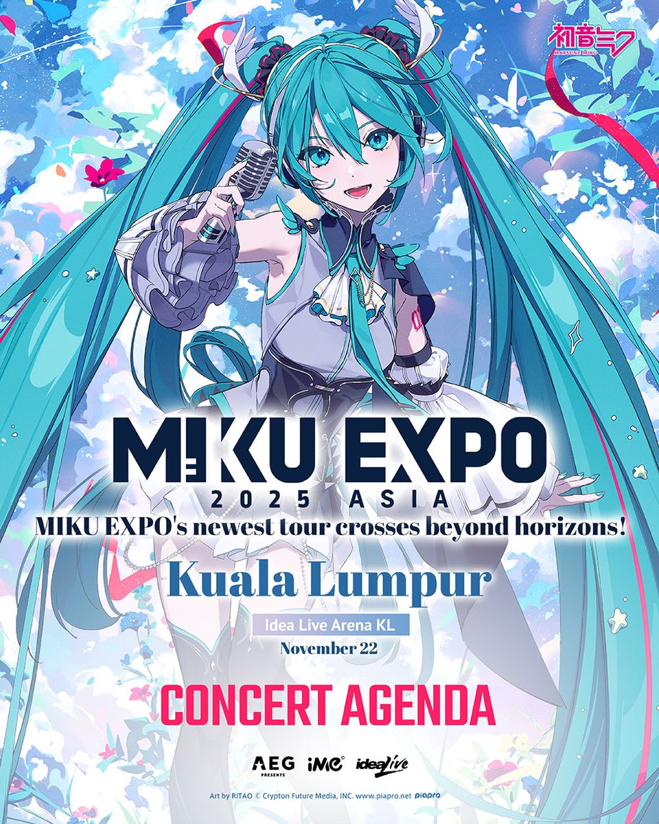 imemalaysia's tweet photo. 𝗛𝗔𝗧𝗦𝗨𝗡𝗘 𝗠𝗜𝗞𝗨 𝗘𝗫𝗣𝗢 𝟮𝟬𝟮𝟱 𝗶𝗻 𝗞𝗨𝗔𝗟𝗔 𝗟𝗨𝗠𝗣𝗨𝗥 - 𝗖𝗢𝗡𝗖𝗘𝗥𝗧 𝗔𝗚𝗘𝗡𝗗𝗔

CALLING ALL MIKU FANS 💚

Here’s your full 𝗖𝗢𝗡𝗖𝗘𝗥𝗧 𝗔𝗚𝗘𝗡𝗗𝗔, please take a moment to review it! Kindly take note of the VIP redemption and entrance times. We can't wait to see you there !! ✨

Follow iMe MY now for more details!

#HatsuneMiku #初音未来 #HATSUNEMIKUEXPO_KUALALUMPUR
#AEGPresentsAsia #iMeMY #iMeMalaysia #iMeAsia
#MALAYSIA #KUALALUMPUR #IDEALIVEARENA