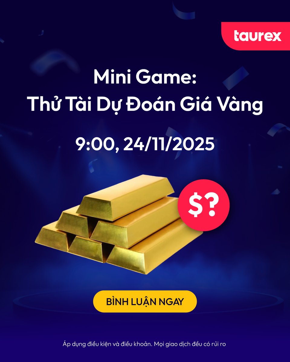 tradetaurexvn's tweet image. 🔮 Thử sức dự đoán XAU/USD cùng Taurex Vietnam, nhận thưởng cực hấp dẫn! Truy cập fanpage Facebook Taurex Vietnam để tham gia minigame hot nhất tuần này nhé 🎁 

#taurexvn #dudoanvang #minigame