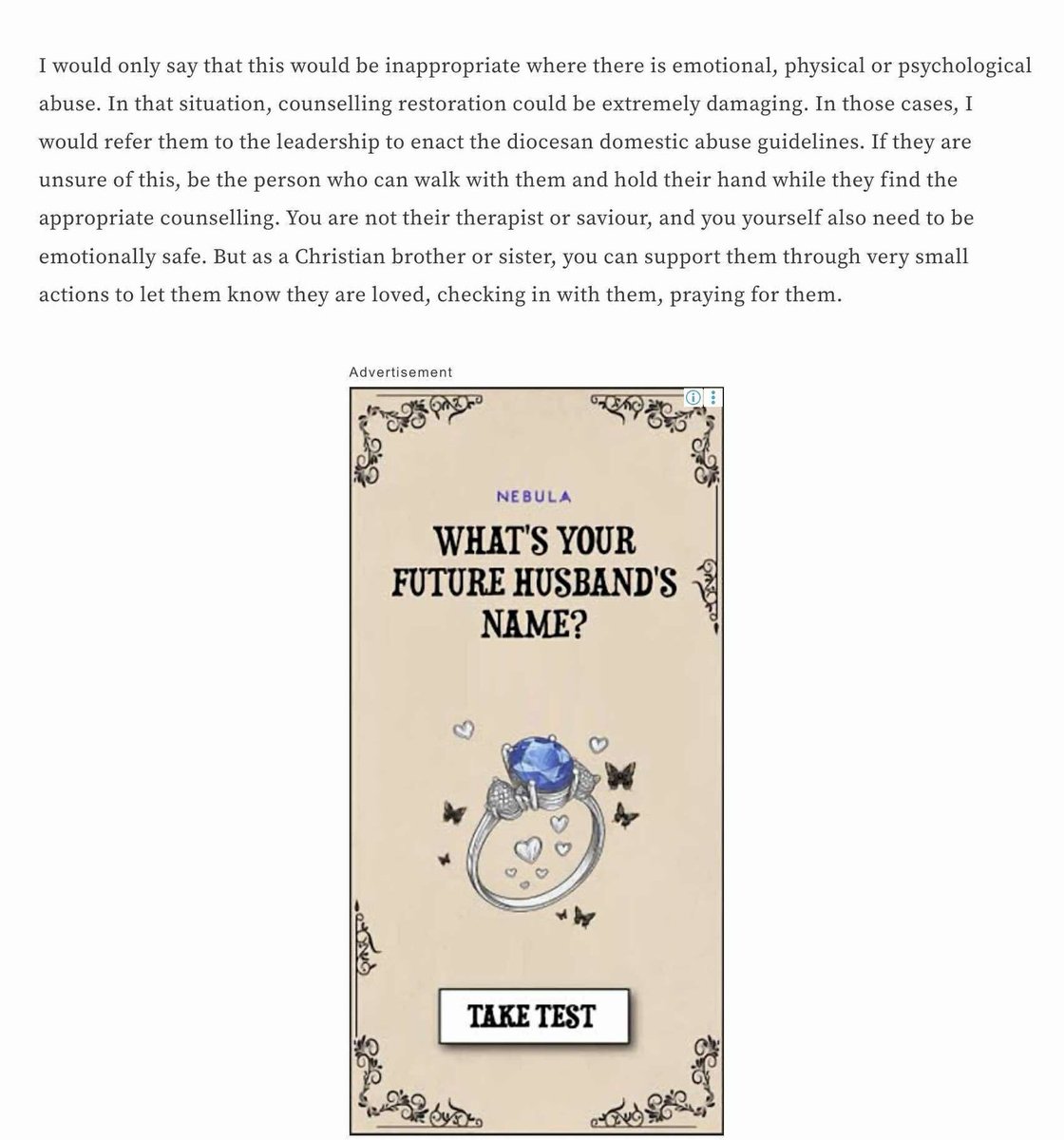 Ruthiebaker19's tweet image. When your blog on divorce contains a very unfortunate randomly generated advert 🙄🫣😩

You can read the blogs here:

whereiam.blog

#blog #christianblogger #christianwriter #friday #fridayfun