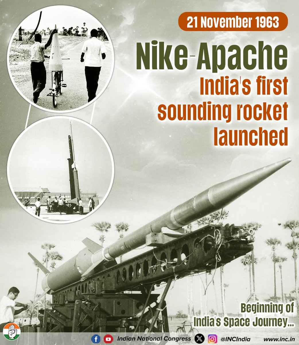 INCGoa's tweet image. In 1963, India took its very first step into space with the launch of the Nike Apache sounding rocket.
That modest beginning ignited a journey that has transformed ISRO into a powerhouse of innovation.

From that early launchpad to today’s groundbreaking missions, India has risen…