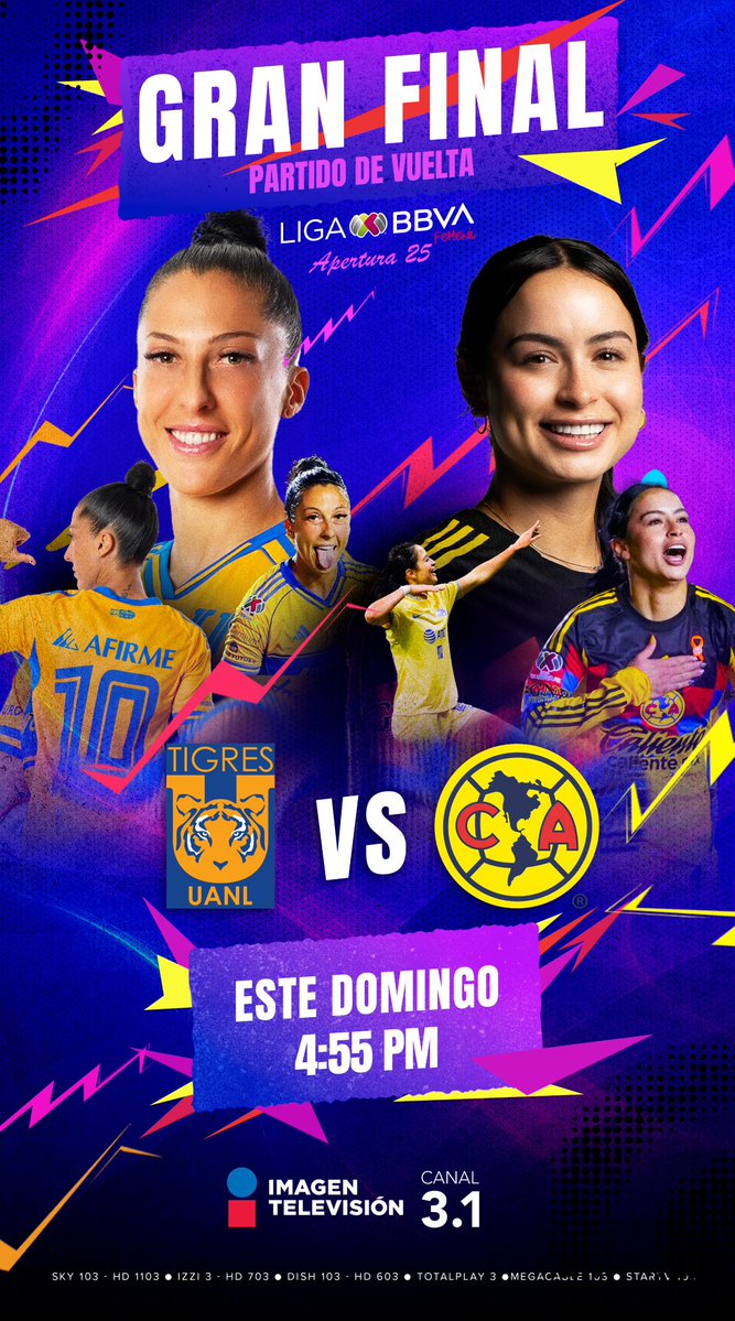 PS_SportsTV's tweet image. ¡FINAL DE VUELTA POR TV ABIERTA!

Imagen Televisión confirma la emisión de la Final de Vuelta de la Liga MX Femenil entre Tigres y América.

Tendremos la final en señal abierta para todo México.