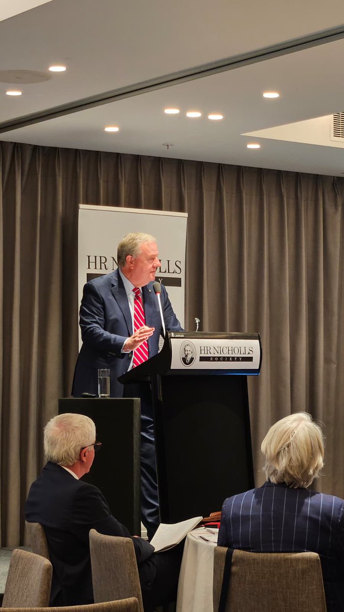 HRNSociety's tweet photo. The Hon. Peter Costello AC, 35th Treasurer of Australia, has delivered the 5th Ray Evans Memorial Oration. #HRN2025 https://t.co/CvrKoKGL3v