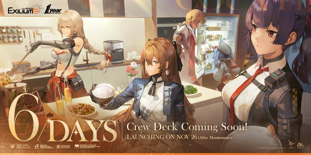 GFL2EXILIUM_EN's tweet photo. 6 Days Left | Crew Deck Launch Countdown

The brand-new Crew Deck gameplay will launch on November 26th (after maintenance)!
To celebrate its debut, Commanders can claim 10 [Access Permissions], 35 [Outfit Access Permission], 300 [Collapse Pieces], 1 [Elmo Model ornament] and various materials for free after launch! Don't miss out!

>> Download on mobile and PC: https://t.co/3G02IJcTdO
#GirlsFrontline2Exilium #gfl2exilium #GFL2Anniversary