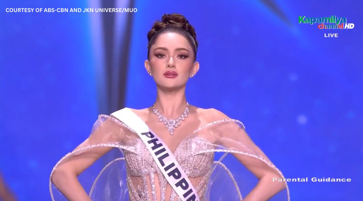 gmanews's tweet photo. SHOWSTOPPER!  💫😍

Ahtisa Manalo is undeniably the moment, commanding the stage with elegance and power at the #The74thMissUniverse evening gown competition. #AHTI5A

COURTESY OF ABS-CBN and JKN Universe/MUO https://t.co/pg8gc4Ug4p