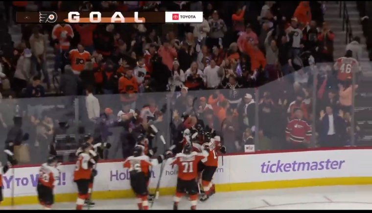 DaveMReports's tweet photo. #Flyers beat Blues in OT on goal from Travis Sanheim  #STLvsPHI https://t.co/oXsBLZdyky