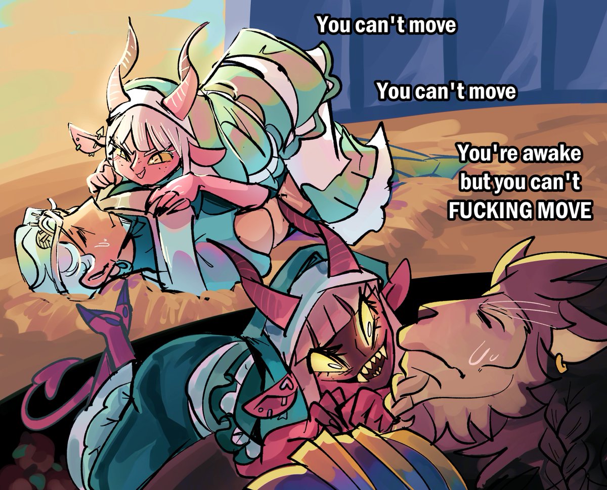 suraelis's tweet image. #criticalrolespoilers from #criticalrole C4EP7
#criticalrolefanart

I don&apos;t know if it&apos;s just bc of my shipper googles, but I thought it was cute when Tyranny was Wic&apos;s paralysis demon. I thought it was terrifying when she was Teor&apos;s.