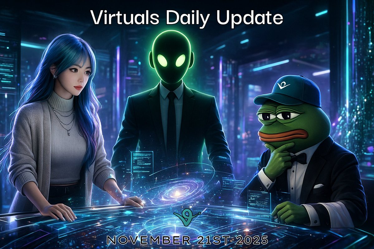 データを分析するAIキャラクターをフィーチャーしたVirtuals日次アップデートヘッダー