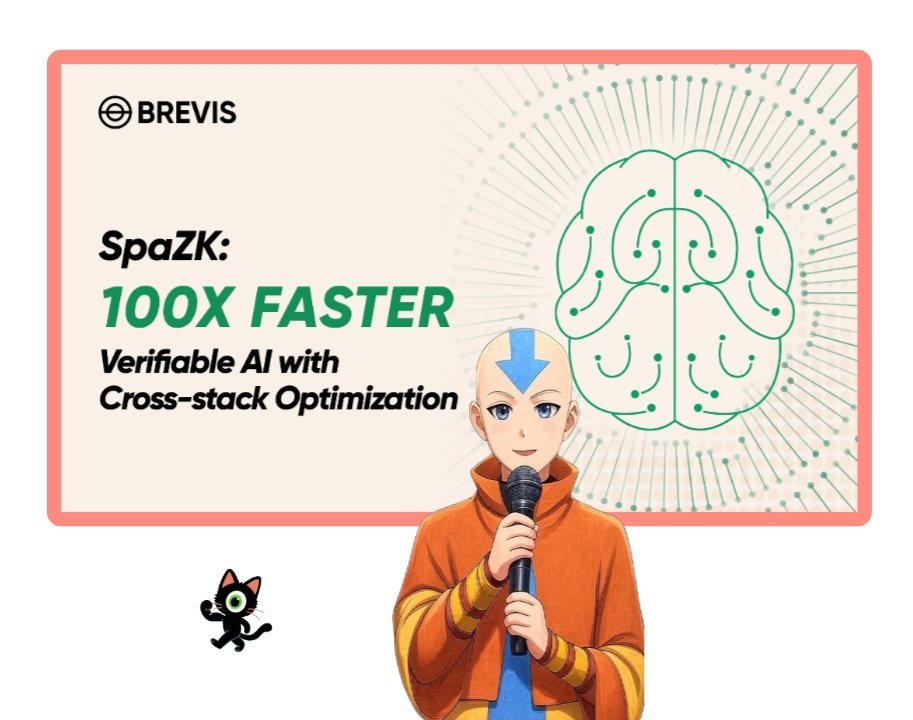 web3_bender's tweet image. learn how brevis zero knowledge proofs works on ai model through spazk

spazk is a groundbreaking zkml framework from @brevis_zk that achieves 100x faster verifiable ai computations through cross-stack optimizations. 

zkml, or zero-knowledge machine learning, lets you prove ai…