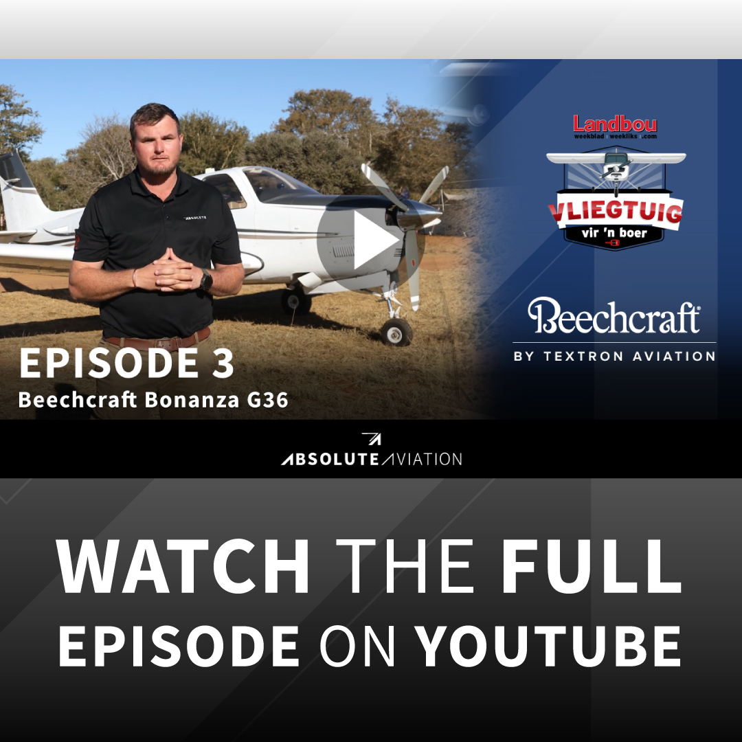 Terugblik na die Beechcraft Bonanza G36 op laasweek se episode van Vliegtuig vir ’n Boer! Ontsnap met die Bonanza!
Kyk nou die volle episode op YouTube!

Throwback to the Beechcraft Bonanza G36 on last week’s episode of Vliegtuig vir ’n Boer! Escape with the Bonanza!
Watch the