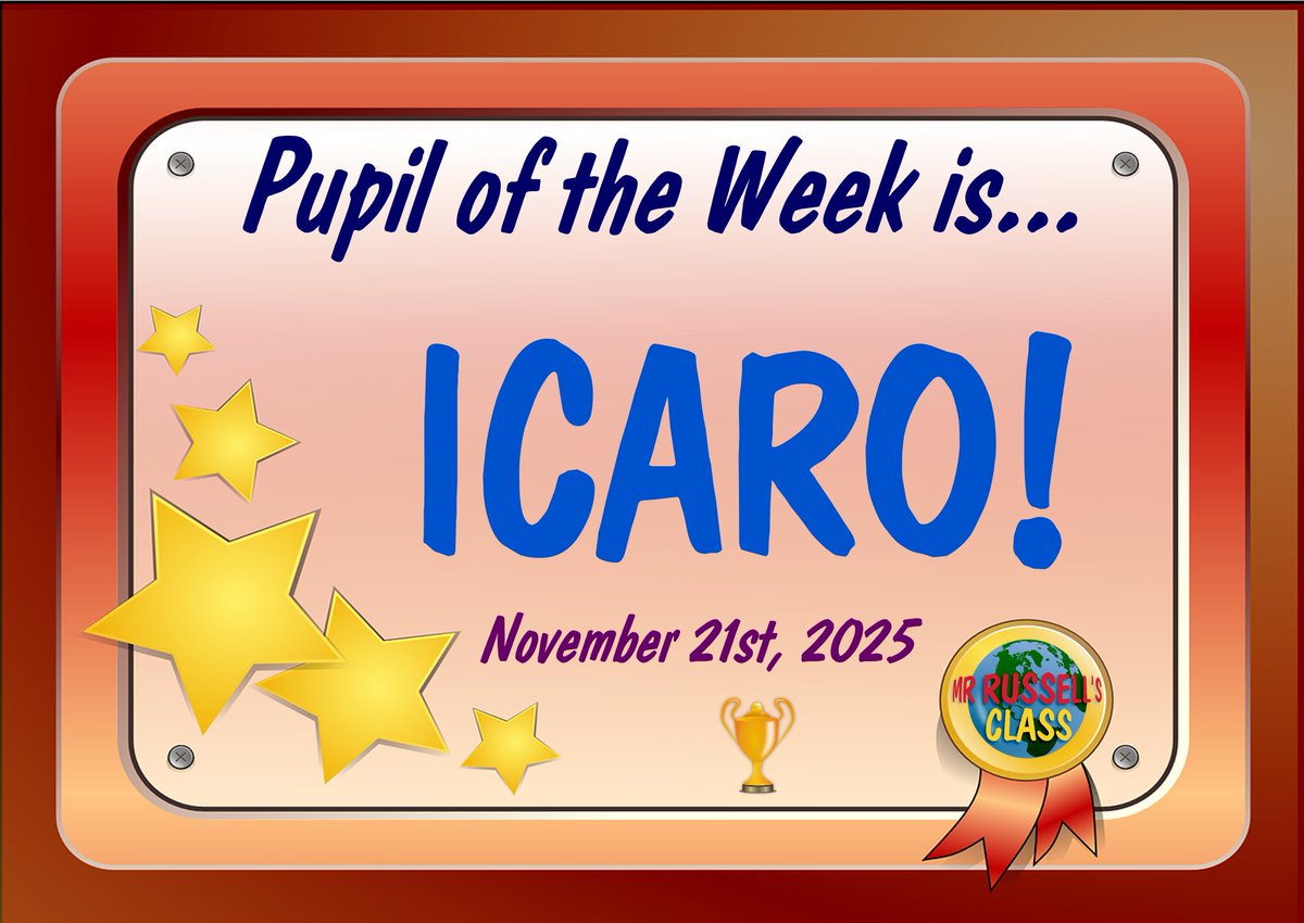 Friday again already! The time is flying! Friday of course means it's 2nd Class Pupil Of The Week and today, it's a big win for our buddy ICARO for a super week! Maith thú ICARO!
