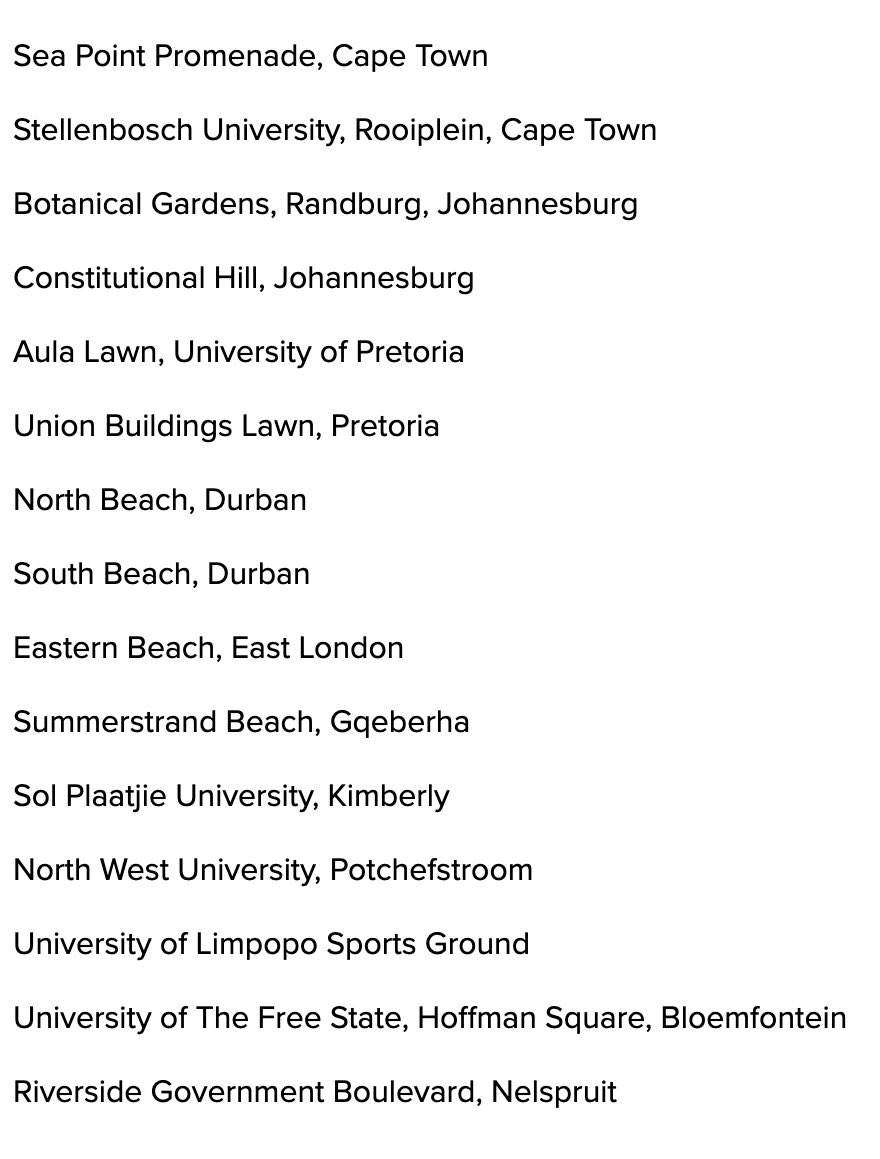 15 locations, 15 minutes of silence. Here are the <a href="/womenforchange5/">Women For Change</a> meeting points for 12:00 today. 💜🚺

#EndGBV #WomenShutdown #WomenForChange #NationalShutdown #PurpleForChange #Purple #GBVAwareness #SouthAfricaTurnsPurple #G20WomensShutdown #G20SouthAfrica 
#NoMoreSilence