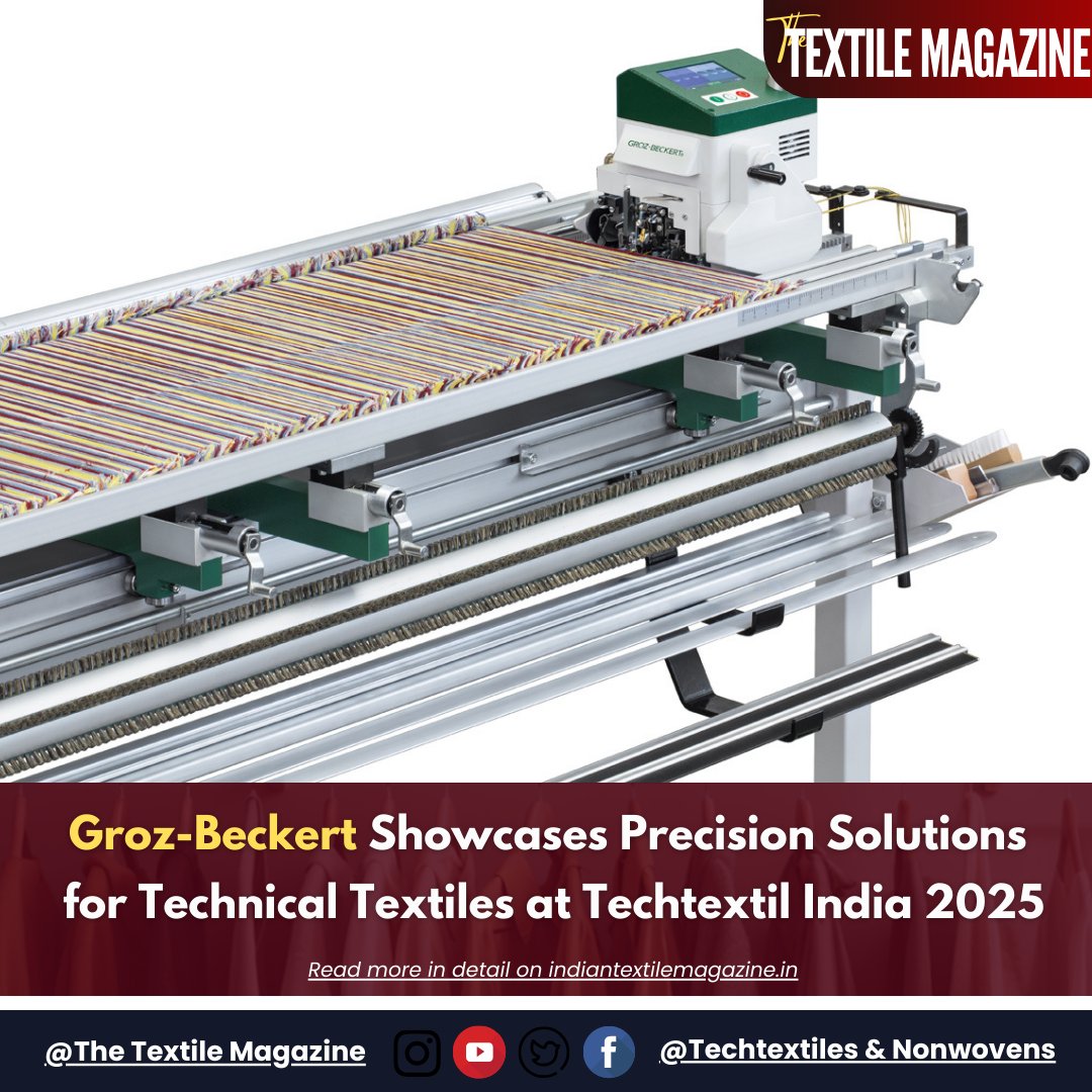MagazineTextile's tweet photo. Groz-Beckert, a global leader in machine needles &amp; textile solutions, is at Techtextil India 2025 (Nov 19–21, Mumbai, Hall 4, Booth E31), showcasing innovations in Nonwovens, Weaving, Warp Knitting &amp; Sewing.

𝐑𝐞𝐚𝐝 𝐌𝐨𝐫𝐞:  https://t.co/vUkIZC0cNl

#GrozBeckert https://t.co/dioo9JmVv4