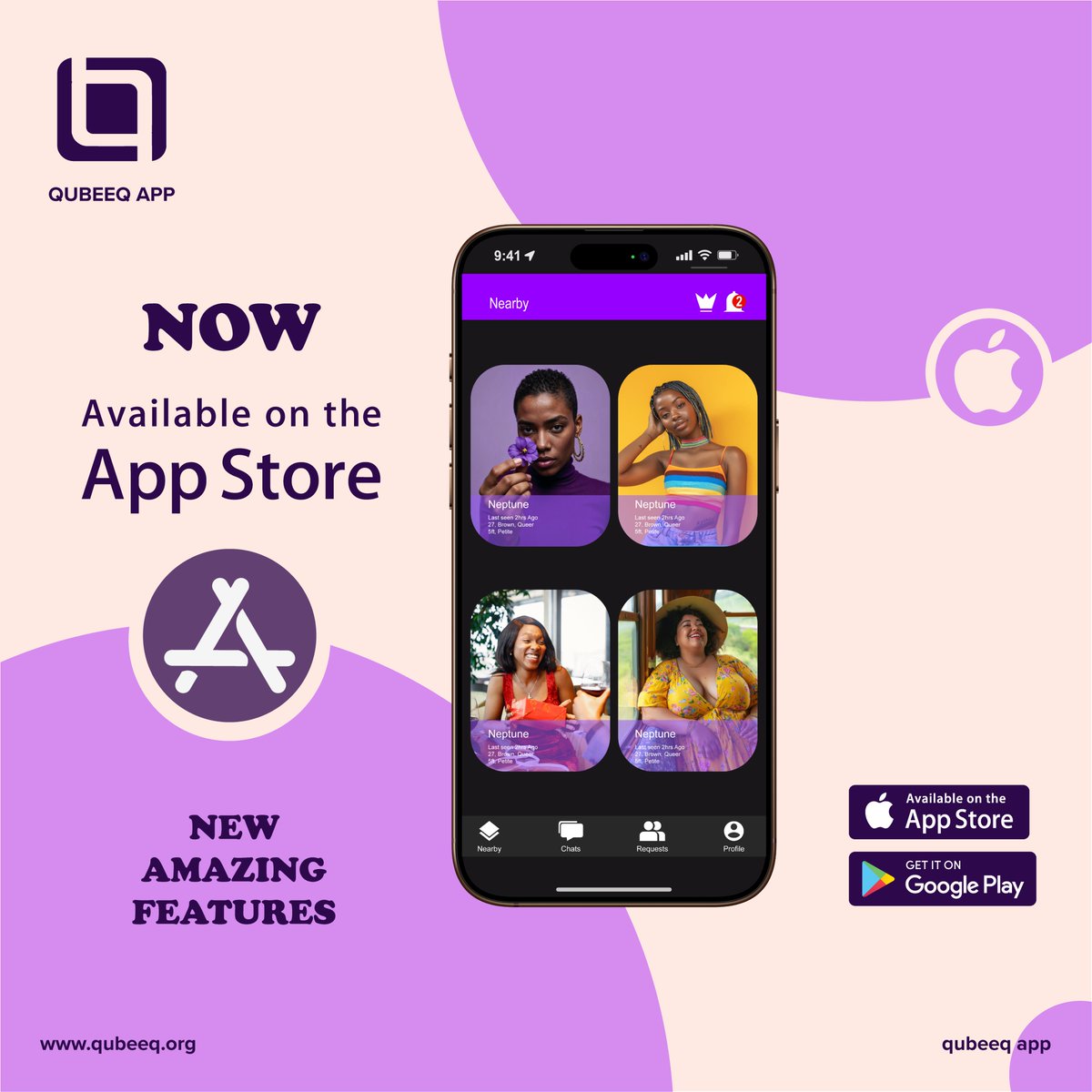 QubeeqOrg's tweet image. Qubeeq is now on iOS! 🎉

Fresh updates on Android. New look, new features — same amazing connections. Download now on the App Store &amp;amp; Play Store.

#QubeeqApp #NowOnIOS #AndroidUpdate #DatingApp #MadeForConnections #QubeeqCommunity #DownloadNow #AppStore #GooglePlay
