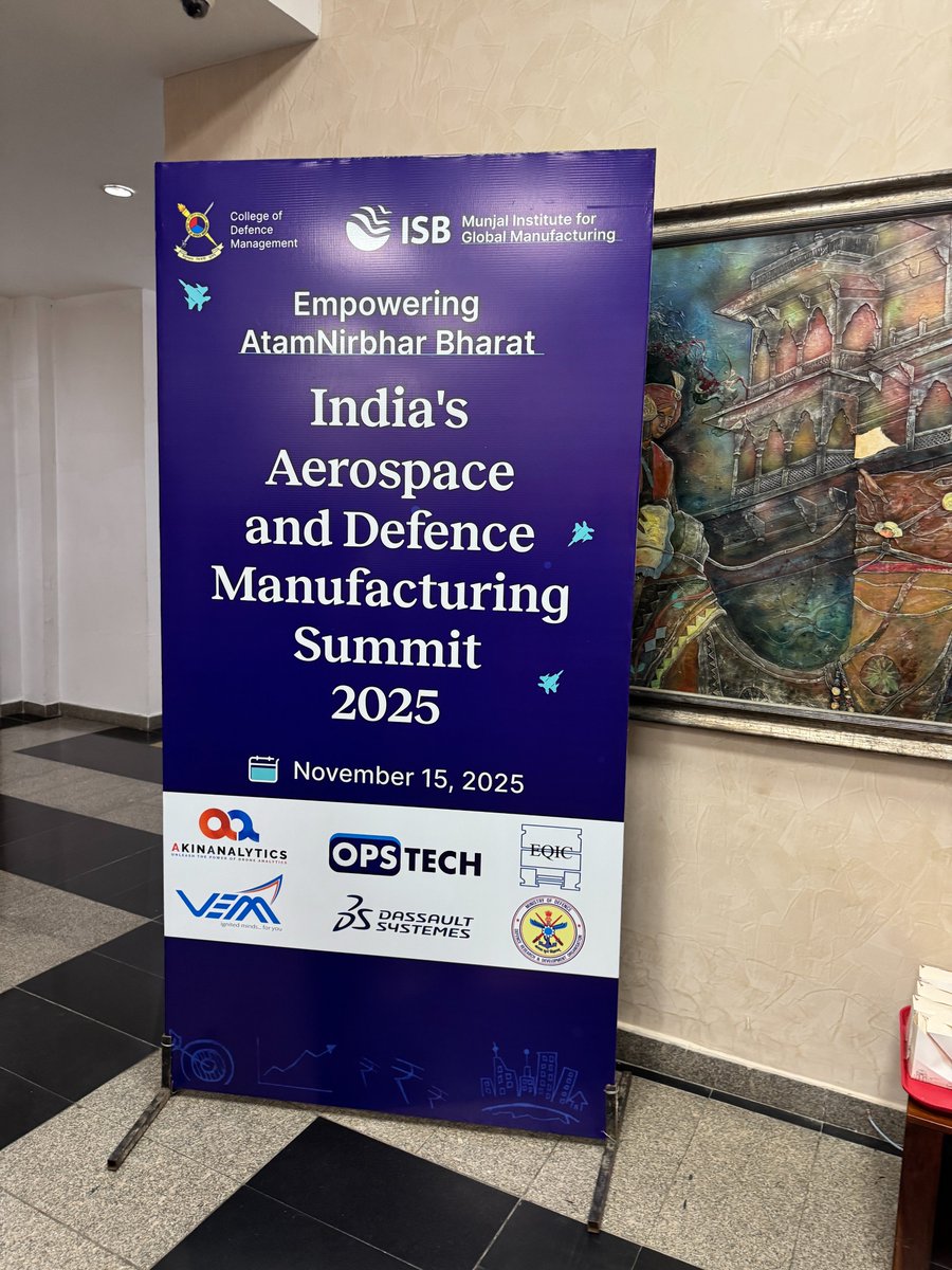 OpstechHQ's tweet image. Proud to sponsor “India’s #Aerospace &amp;amp; #Defence Manufacturing Summit” 🇮🇳 at @ISBedu Hyderabad.

Showcased @OpstechHQ AI &amp;amp; IoT MES for real-time shop-floor insights &amp;amp; predictive quality. Great to engage with leaders shaping the future of manufacturing.

#Opstech #AtmanirbharBharat