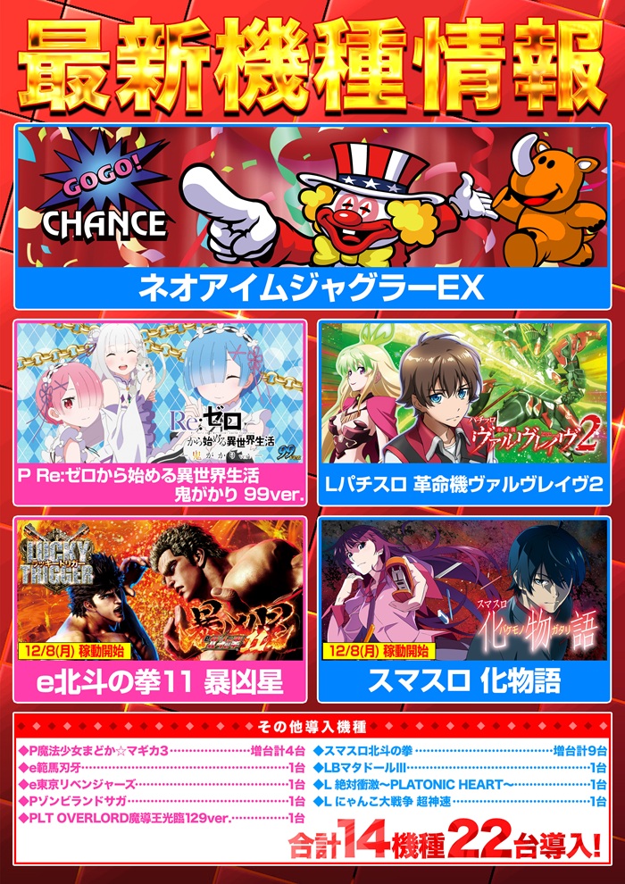 11月26日 10時オープン‼️ 整理券配布は9:54から 💥最新台導入済