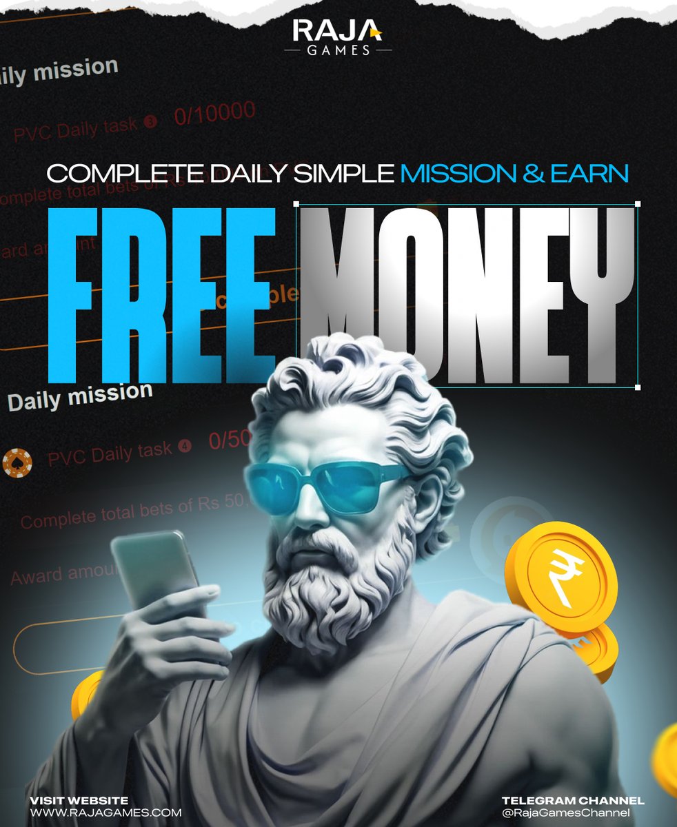 rajagames_'s tweet photo. 💰 Complete Daily Simple Mission &amp; Earn FREE Money! 🎯

Just complete easy daily tasks on Raja Games and start earning rewards!

It's simple, it's quick, and it's FREE! 🚀✨
Log in, complete missions, collect your rewards! 🔥

🌐 https://t.co/AUP4eqnrBj

#rajagames #BONUS https://t.co/6EBkte04SQ