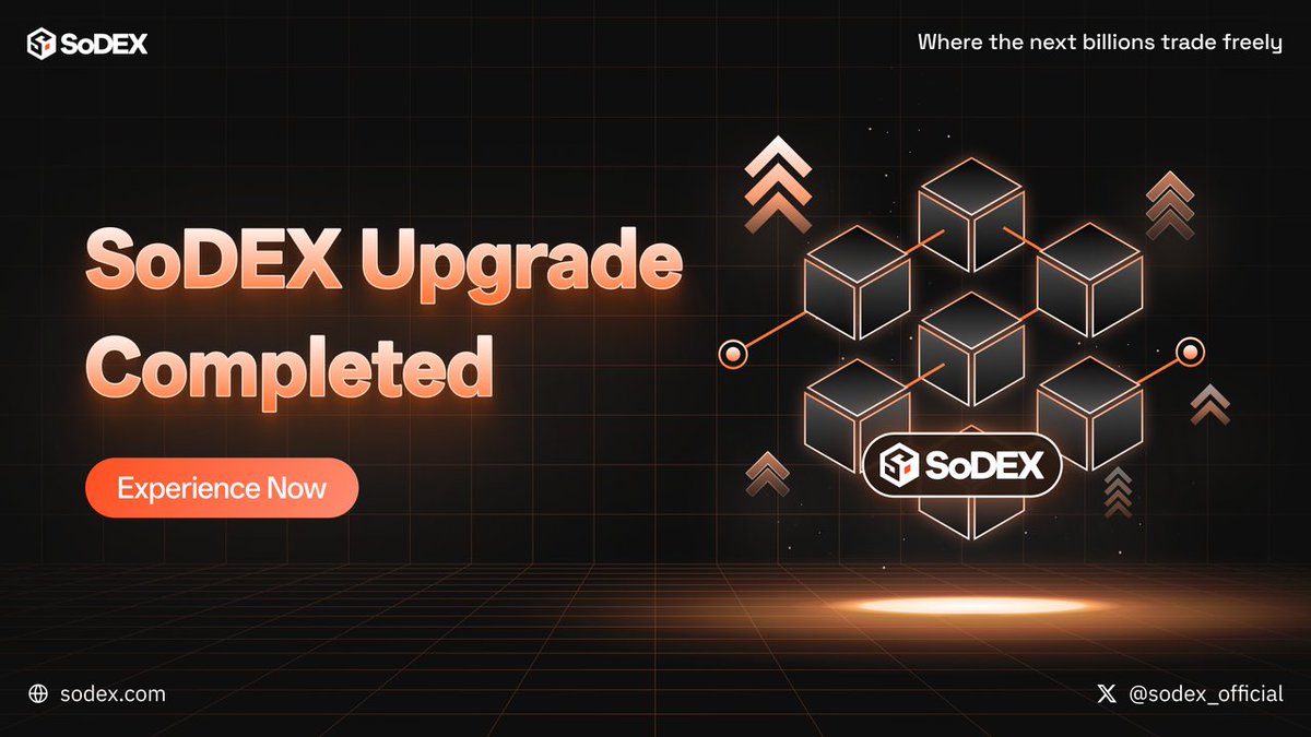 The SoDEX mainnet upgrade has been successfully completed. All services have now been fully restored.

Thank you for your patience and support during this process.

Experience Now: sodex.com 

#SoDEXupgrade #SoDEX