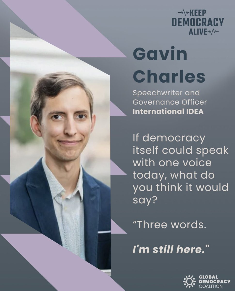 GloDemCoalition's tweet image. In the eleventh episode of Season 3 of the Thank You Democracy podcast, Gavin Charles, Speechwriter and Governance Officer in the Office of the Secretary General at @Int_IDEA, reflects on how language shapes the global conversation on democracy and what it might mean when…