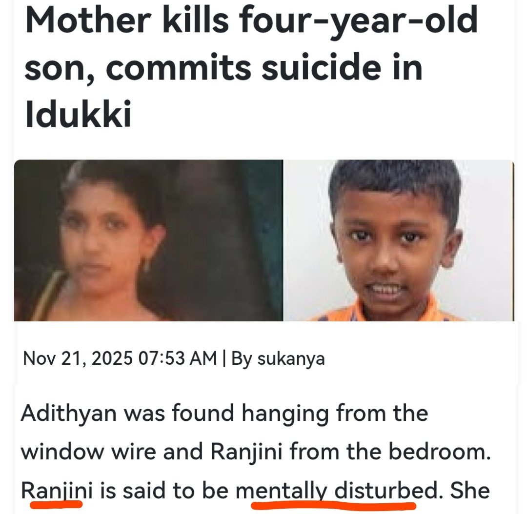 If Women cannot be held accountable (&amp; often excused) for killing Children, Mothers shouldn't be allowed near Children in isolation let alone default Custody during separation from Husbands.

#Kerala #Idukki
#MothersKillingChildren