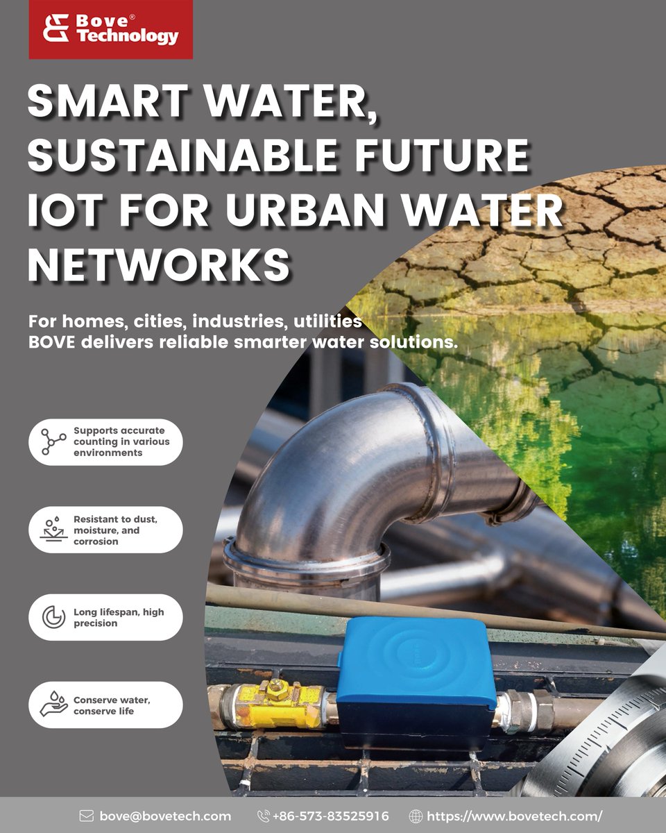 BoveTechnology's tweet photo. 💧Sustainability is about durability.
Harsh environments test a meter’s accuracy—poor adaptability creates waste.
BOVE’s sealed composite design and ultrasonic tech deliver long-lasting, stable performance.
#ESG #WaterManagement https://t.co/hmnDwHbKvp
