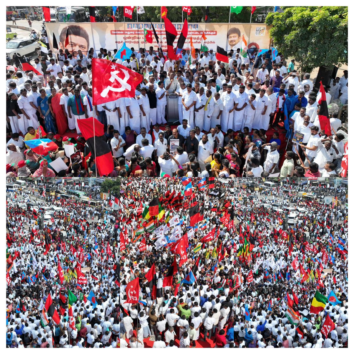 mkstalin's tweet image. #AIIMS-உம் வராது, #MetroRail-ஐயும் வரவிட மாட்டோம் என மதுரையை வஞ்சிக்கும் ஒன்றிய பா.ஜ.க. அரசுக்கு எதிராகக் கூடல்நகரில் கூடிய நம் மதச்சார்பற்ற முற்போக்குக் கூட்டணியினர்...

அனைத்து வழிகளிலும் போராட்டத்தை முன்னெடுத்து, தமிழர்களின் பண்பாட்டுத் தலைநகராகத் திகழும் மாமதுரையின் வருங்கால…