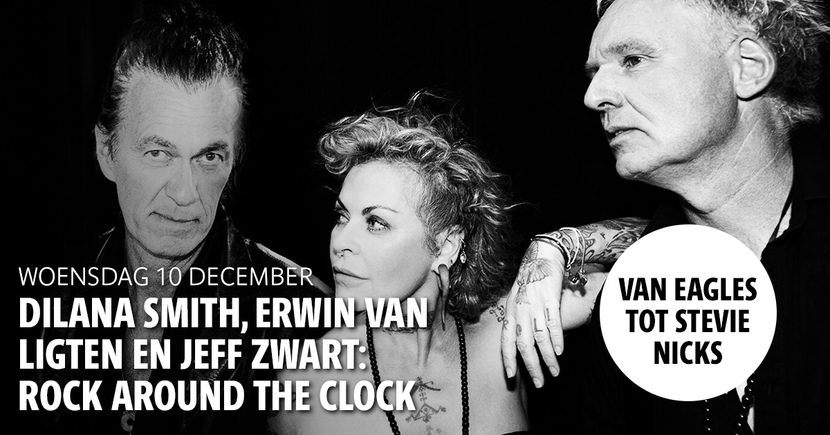10 dec: Rock Around the Clock! Dilana Smith, Erwin van Ligten en Jeff Zwart nemen je mee op een muzikale reis vol eigen songs en klassiekers van The Eagles, CCR en Stevie Nicks. Laat de klok tikken, wij gaan rocken! Tickets kloosterwoerden.nl #RockAroundTheClock #DilanaSmith