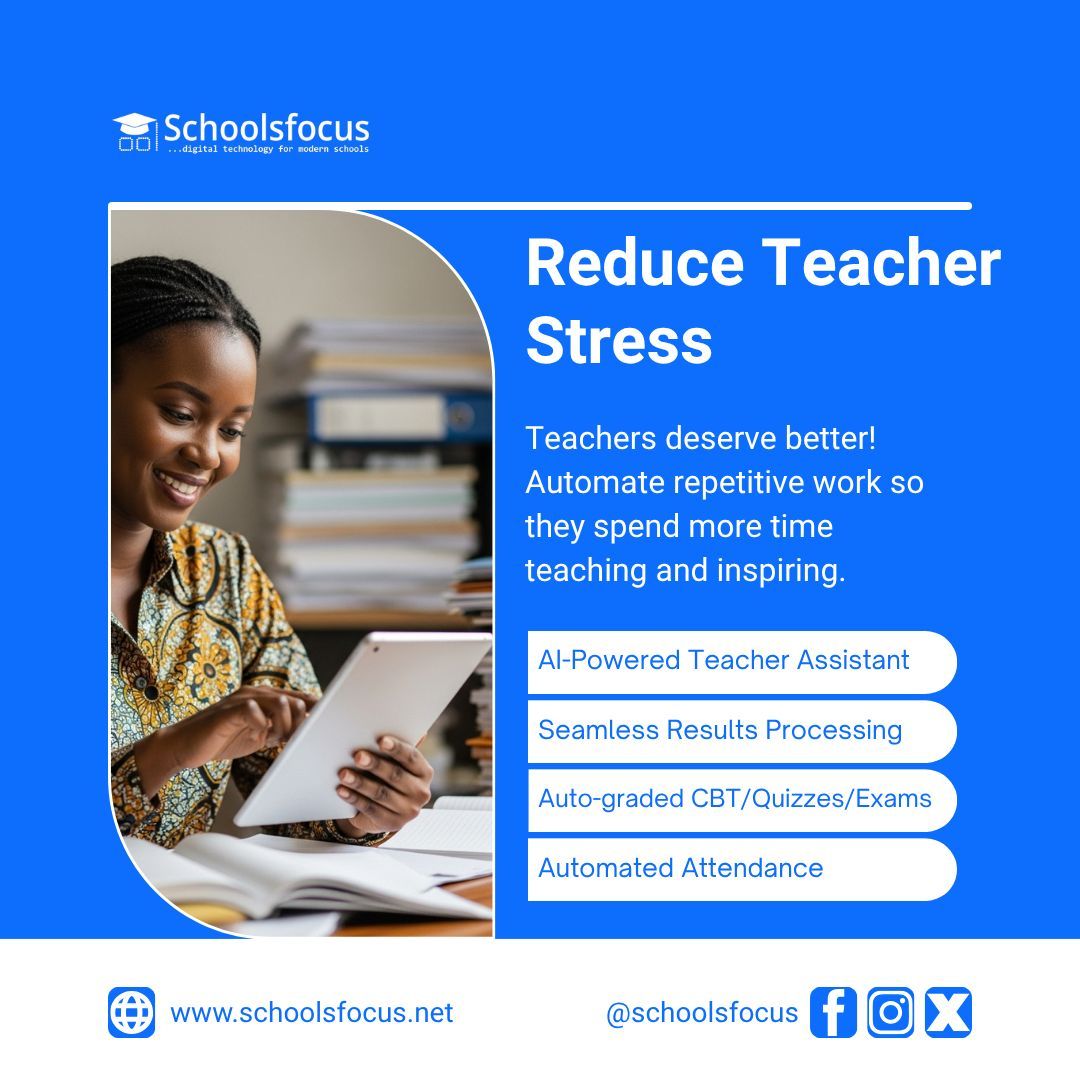 schoolsfocus's tweet image. Give your teachers the freedom to teach.

Automate attendance, records, and communication so they spend more time inspiring students. 

Visit our website @ schoolsfocus.net or send a message  on 08056176947 to get started with SchoolFocus. 

#EdTechNigeria #SchoolsFocus