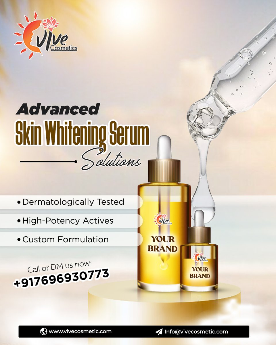 vivecosmetic's tweet image. Brightening your skin the easy way. Our advanced skinwhitening serum is here to glow up your routine!
Dermatologist-tested
Potent active formula
Custom-made for your brand
+91 76969 30773
Info@vivecosmetic.com
#whiteningserum #skinwhitening #skinbrightening #glowingskin #skincare