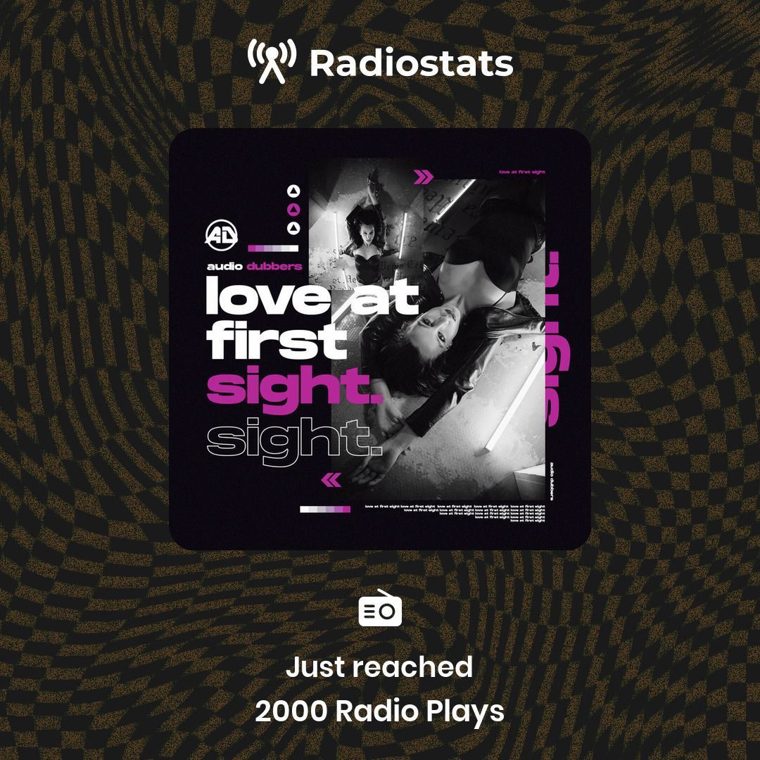 Audio Dubbers – Love At First Sight
💥 Love At First Sight racked up 2000 radio plays! This one’s irresistible from the very first beat. 💕🎶
#DeeVuRecords #LoveAtFirstSight #RadioPlays