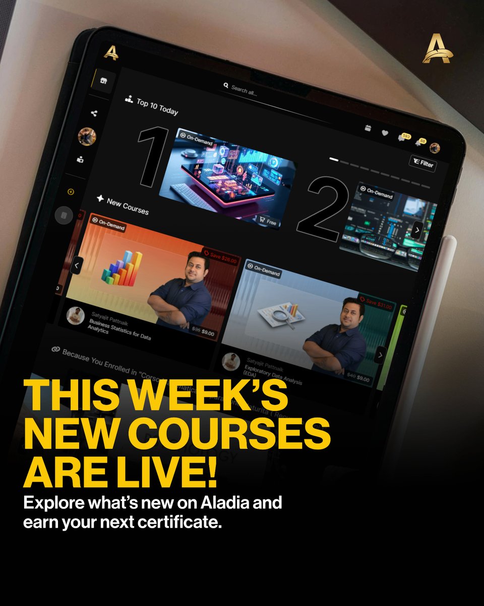 Aladiacorp's tweet image. The students who grow the fastest are the ones who never miss new-course drops.

👉 Browse the new releases before the sale expires.
aladia.io/join-today

#topcourses #trendingcourses #popularcourses #bestonlinecourses