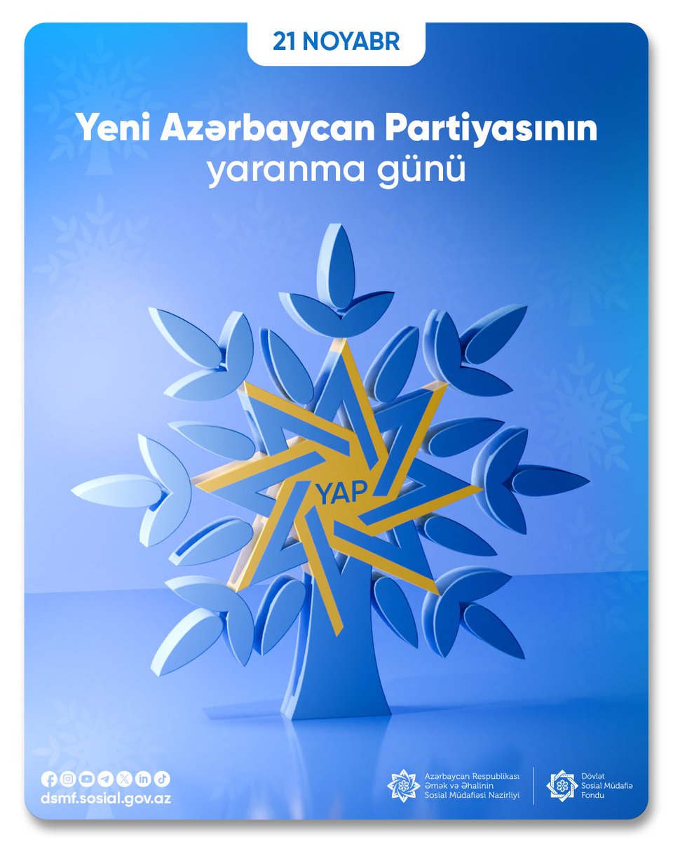 dsmfsosialgovaz's tweet image. Bu gün Yeni Azərbaycan Partiyasının yaradılmasından 33 il ötür. 

#ƏƏSMN #DSMF #YAP #YeniAzərbaycanPartiyası