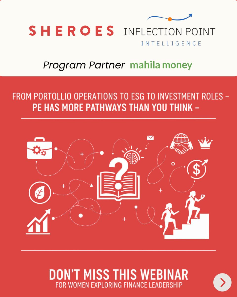 sheroes's tweet photo. From portfolio operations to ESG to investment roles — Private Equity has more pathways than you think.
Don’t miss this webinar for women exploring finance leadership.
🔗https://t.co/pHEkpSbOoF

#WomenInFinance #PrivateEquity #Leadership https://t.co/vTXyCW6eNa