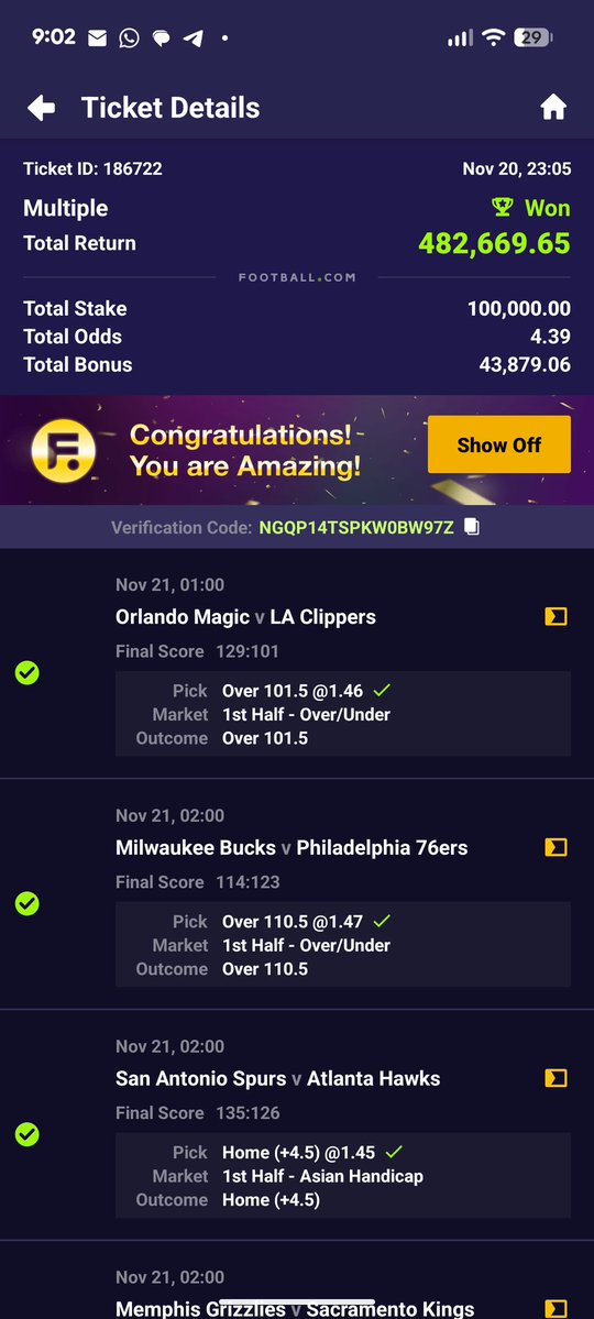 surecr7's tweet image. Let me see your winning slip if you play..