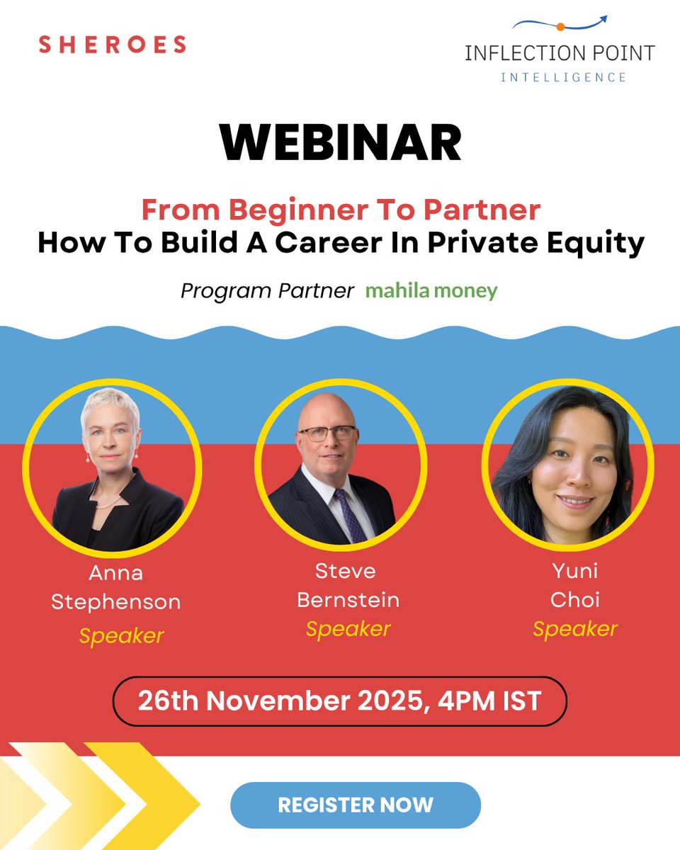 From portfolio operations to ESG to investment roles — Private Equity has more pathways than you think.
Don’t miss this webinar for women exploring finance leadership.
🔗go.sheroes.com/public/go/care…

#WomenInFinance #PrivateEquity #Leadership