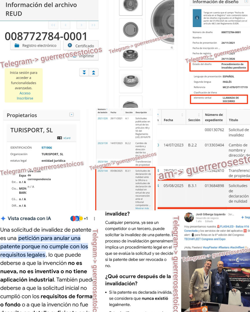 DiosaKhalinda's tweet image. 🚨LA PATENTE DE LA BALIZA V16

LA DUEÑA DE LA PATENTE ES LA EMPRESA TURISPORT, SL CON SEDE EN BARCELONA. SU CEO ES JORDI GILBERGA IZQUIERDO.

FlashLED SOS es una marca de baliza de emergencia V16 fabricada por la empresa TURISPORT SL

Via: @guerrerosestoicos