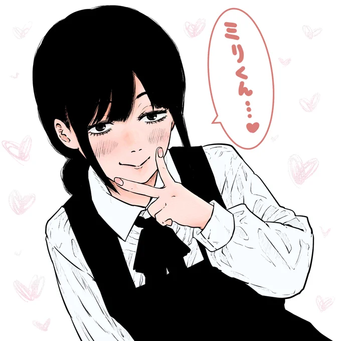 チェンソーマン16巻でミリが転校してきた時に「デンジと生徒会長を足した感じ」って言ってた子のファンアート✌ 