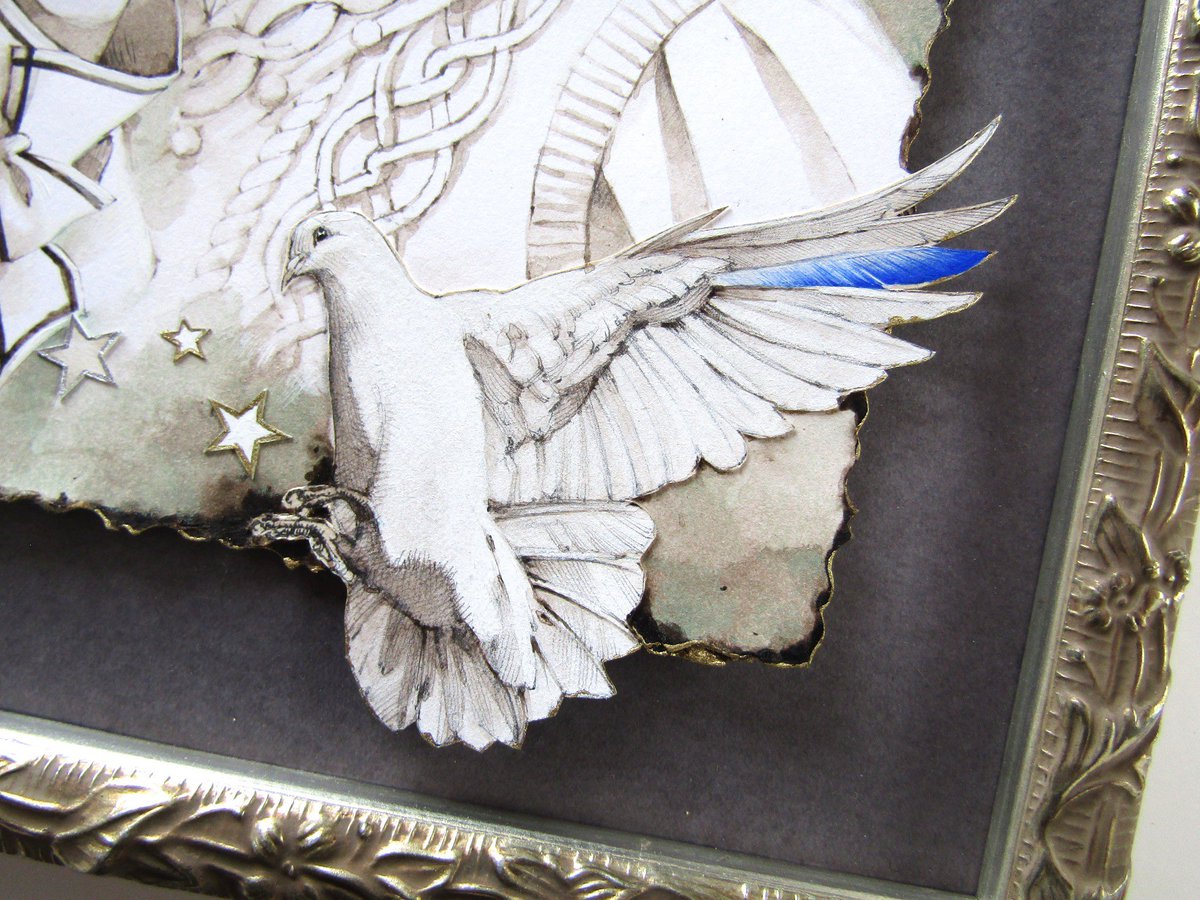 オンラインストアに「Blue Ointment」シリーズ[Columba/鳩座］額入り二