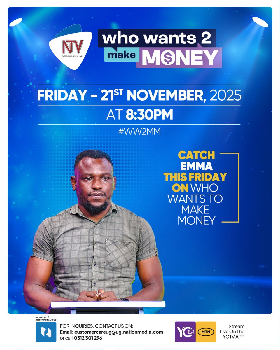 Coming up Next: #WhoWants2MakeMoney
The clock is merciless. Questions come at breakneck speed. 

Martha, Emma, Nasser, and Bahid fight for 250,000 UGX under the watchful eye of Game Master <a href="/EdrisMatu/">edris matu segawa🇺🇬</a>. Only the sharpest survive.

Watch Live - <a href="/YOTVChannelsUG/">YOTVChannels App</a> |