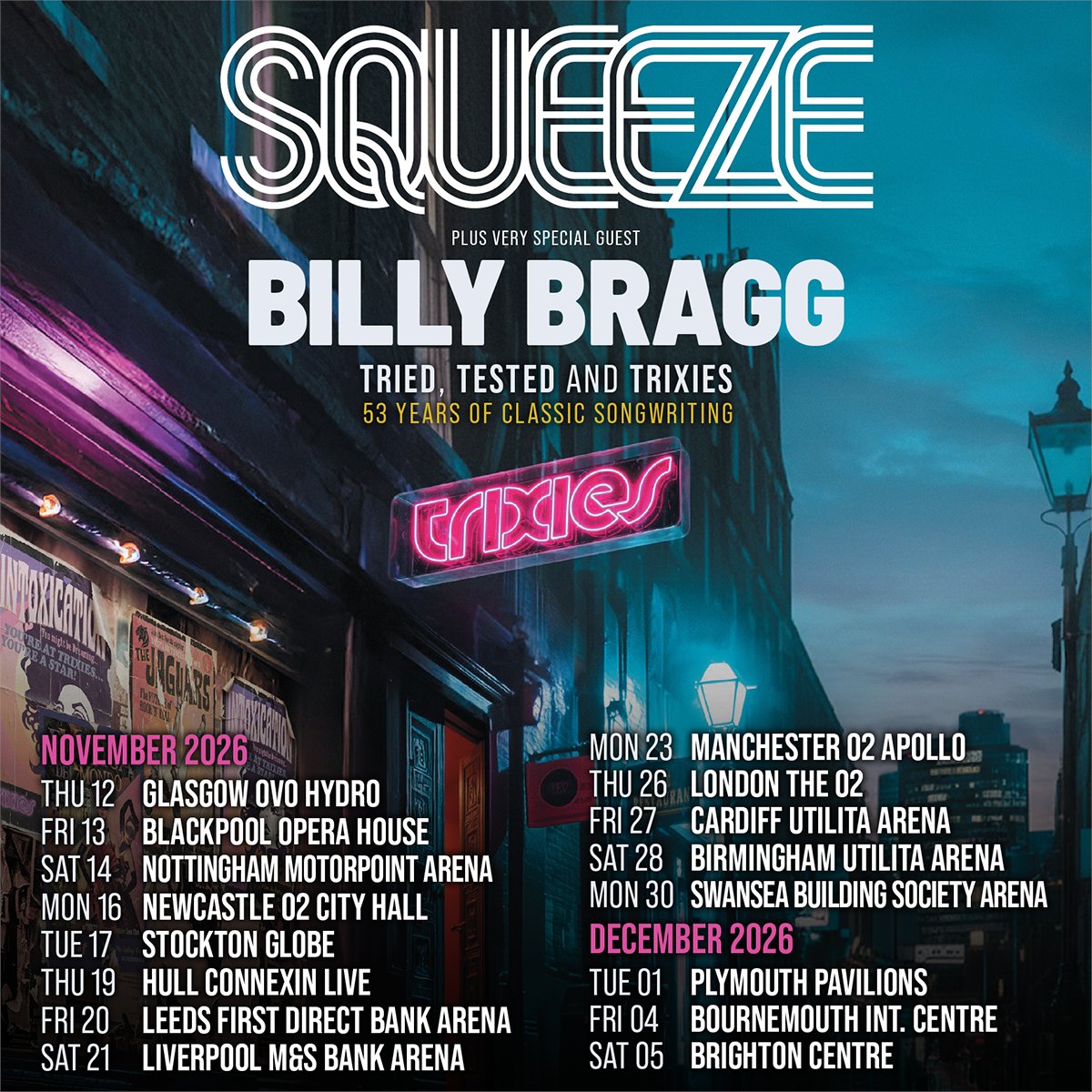 Squeezeofficial's tweet image. Squeeze are hitting the road in 2026! Pre-order your copy of our new album Trixies on any physical format to get exclusive pre-sale access to tour tickets in the UK, Germany, and France: squeeze.lnk.to/Trixies/Artist…