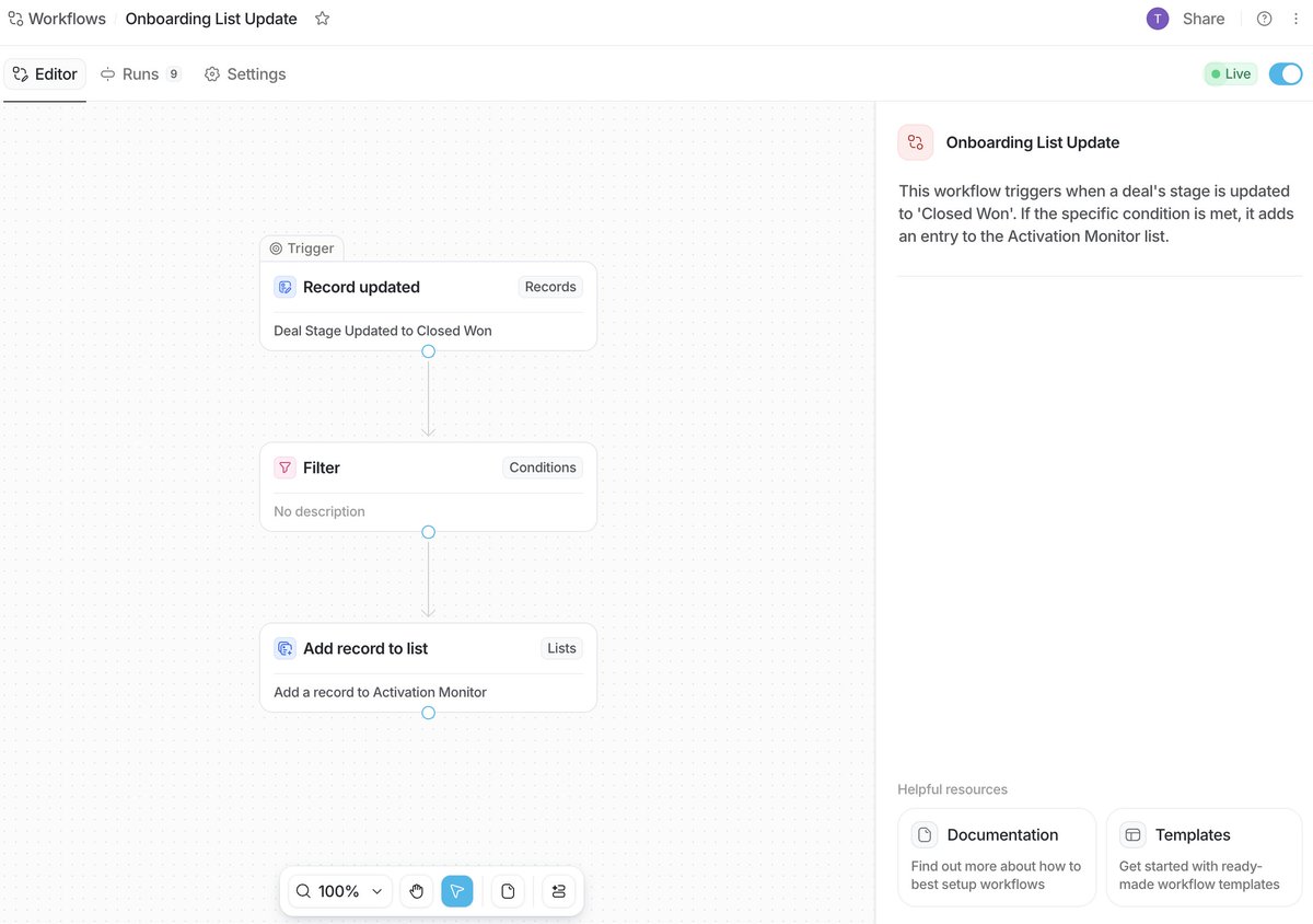 _abhinaykumar_'s tweet image. Trying the workflows and AI record enhancements in @attio for the last few days.

Love how easy it is to setup workflows and also setup reports.

Some of the metrics that were almost impossible to manage on Hubspot without a lot of manual work (like discovery vs follow-up calls)…