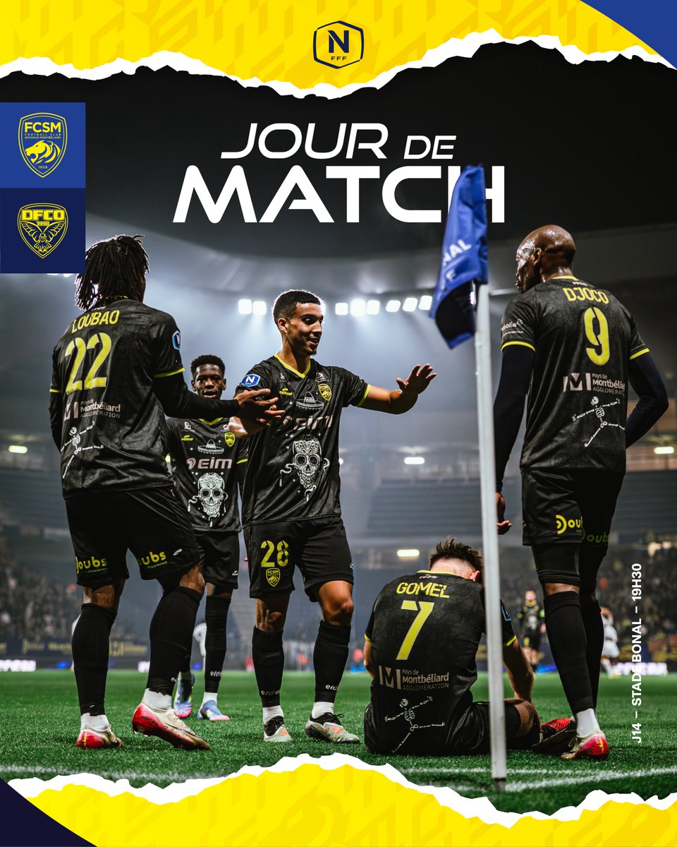 FCSM_officiel's tweet image. 🔥 𝗝𝗢𝗨𝗥 𝗗𝗘 𝗠𝗔𝗧𝗖𝗛 🔥

⌚️ 19h30 🆚 @DFCO_Officiel
⚔️ J14 de @NationalFFF
🏟️ Stade Bonal (ouverture des portes 18h)
🎟️ billetterie.fcsochaux.fr
#⃣ #FCSMDFCO
📺 FFF tv

👊 Allez Sochaux !