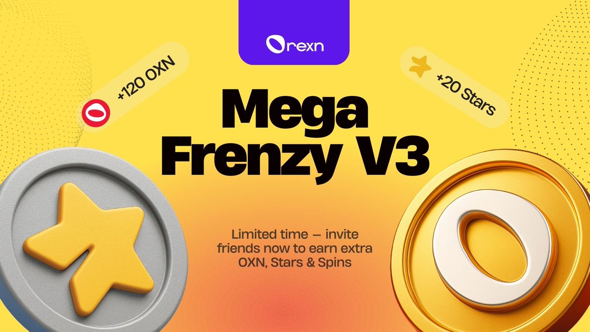OrexnX's tweet image. 🚨 MEGA FRENZY v3 — FINAL COUNTDOWN!

💰 Only 2 weeks left until our biggest special invite event ends — the best time to boost your crypto earnings.

🔥 Stack $OXN, Stars &amp;amp; Spins all at once — don’t sleep on this chance to farm bigger, faster, and better.

🎉 Invite your frens,…