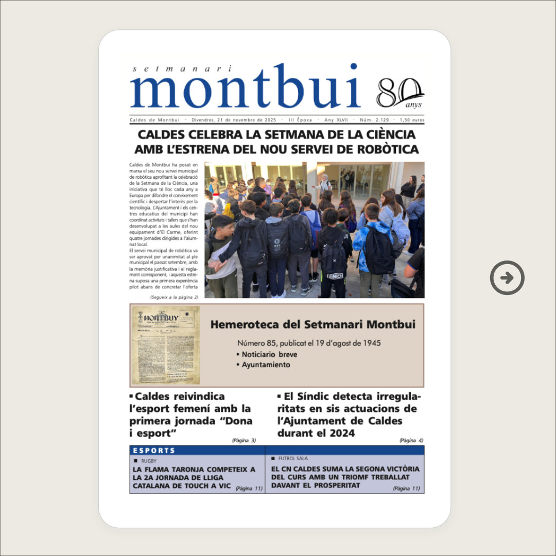 Portada del número 2129

#setmanarimontbui #caldesdemontbui #actualitat #premsacomarcal #somlapremsadecasa