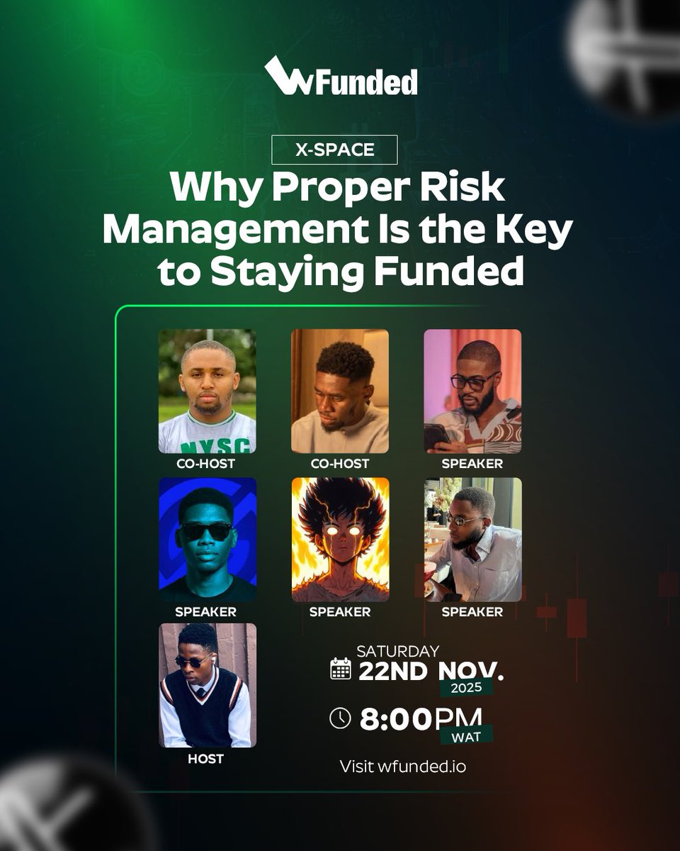 To be honest, If you want to scale a big prop firm account, the real cheat code is solid risk management.

Tomorrow by 8PM, I’m hosting top traders on Space to break down how to grow and sustain funded accounts.

We’ll also be doing cash prizes + prop firm account giveaways for