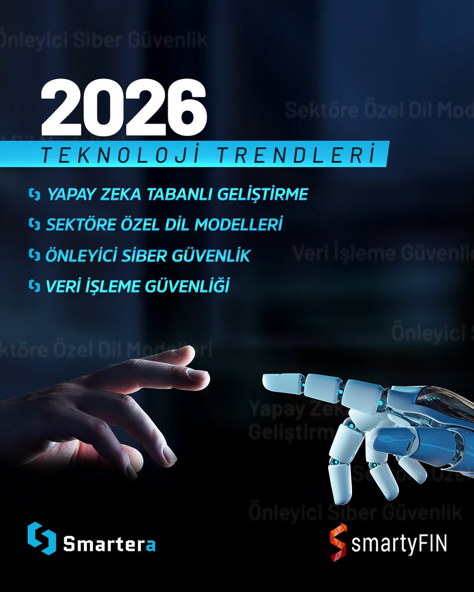 Smartera_'s tweet photo. ⭐️ 2026 için öne çıkan teknoloji trendleri, kurumların rekabet gücünü belirleyecek üç ana eksende birleşiyor: hız, güvenlik ve ölçeklenebilirlik. 

#Smartera
#Teknoloji
#Trend https://t.co/j5bCpnciHt