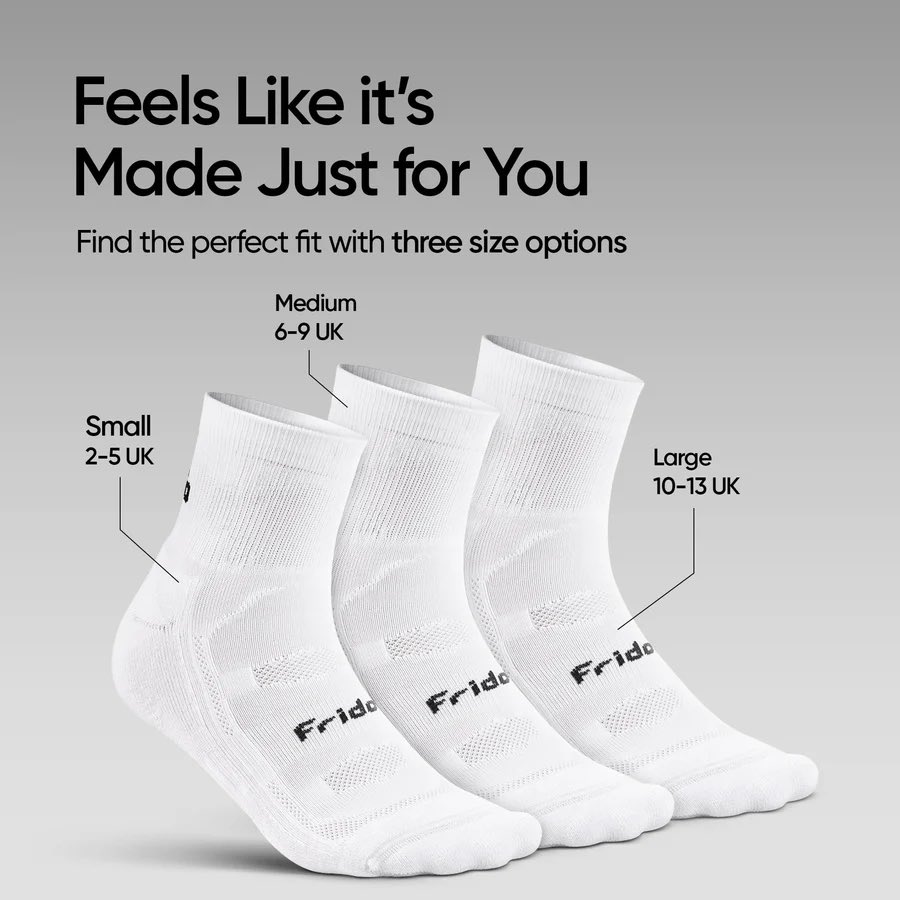 Frido active socks now available in white 😀